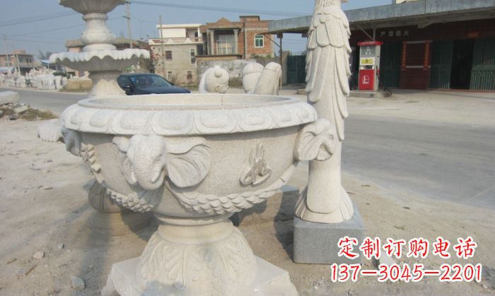 常州公园景观象头石雕水缸