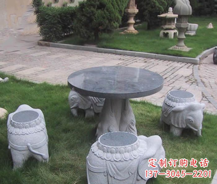 常州公园景观小象石桌凳石雕