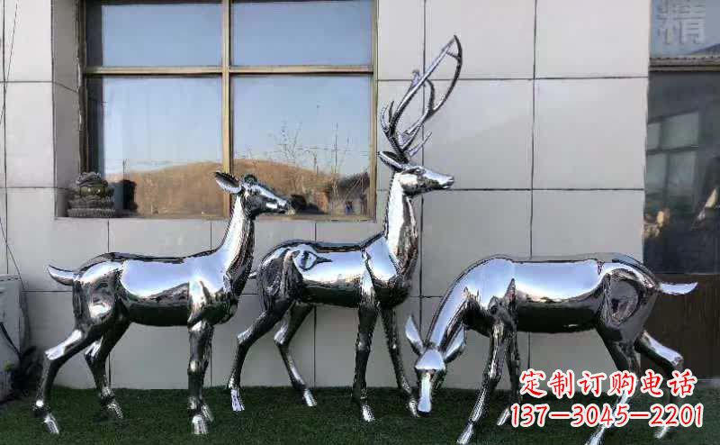 常州华丽风格镜面不锈钢动物鹿雕塑