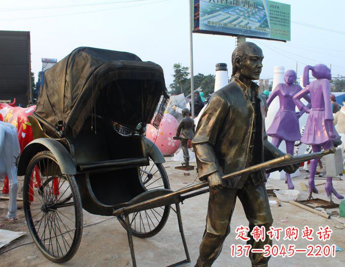 常州精致可爱的黄包车铜雕