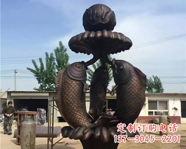 常州中领雕塑出品传统意象·鲤鱼铜雕