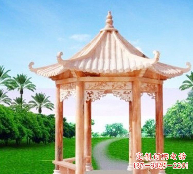 常州艺术精美的六角凉亭石雕