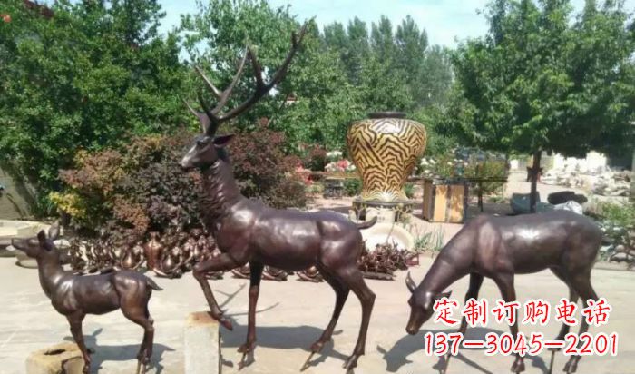 常州公园鹿动物铜雕 (2)