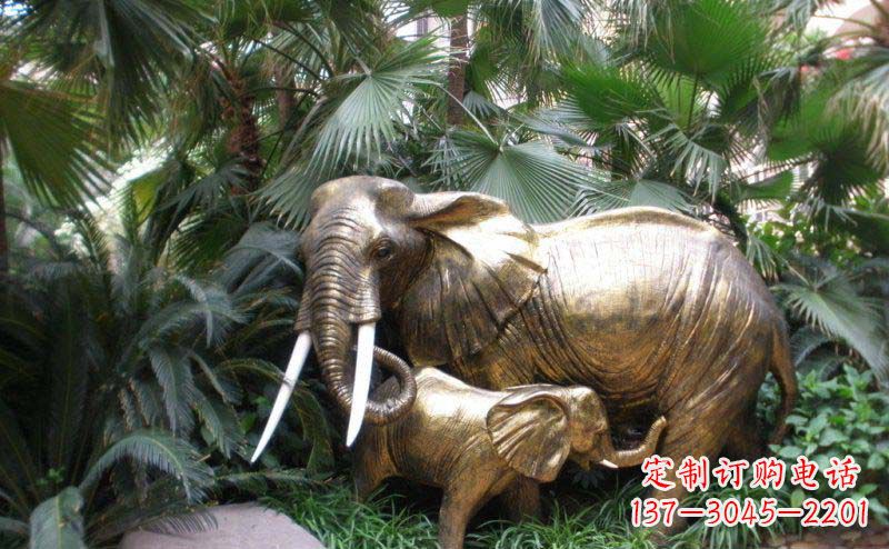 常州公园母子大象动物铜雕