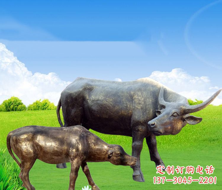 常州公园母子黄牛铜雕