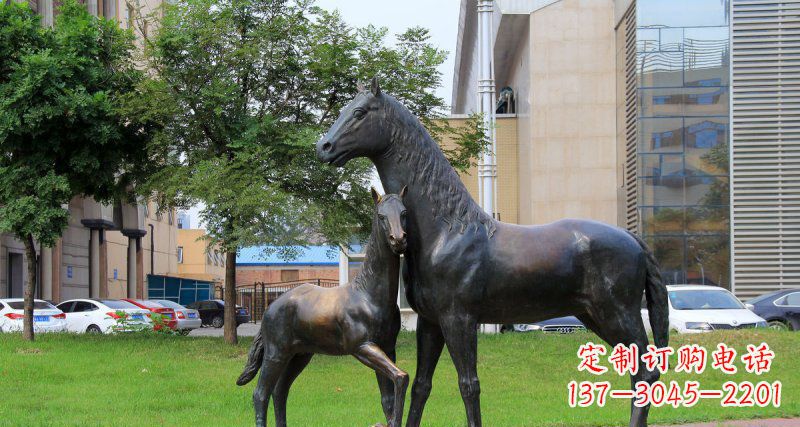 常州优质实木母子马铜雕