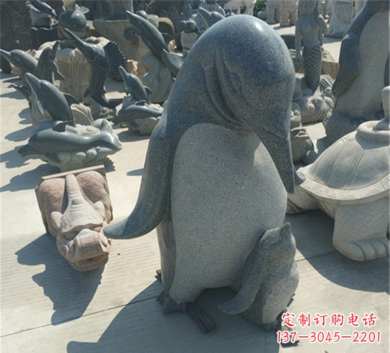 常州爱永恒之石雕——公园母子企鹅石雕