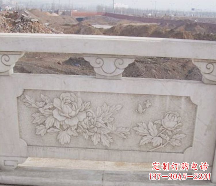 常州牡丹花浮雕石栏板景观雕塑