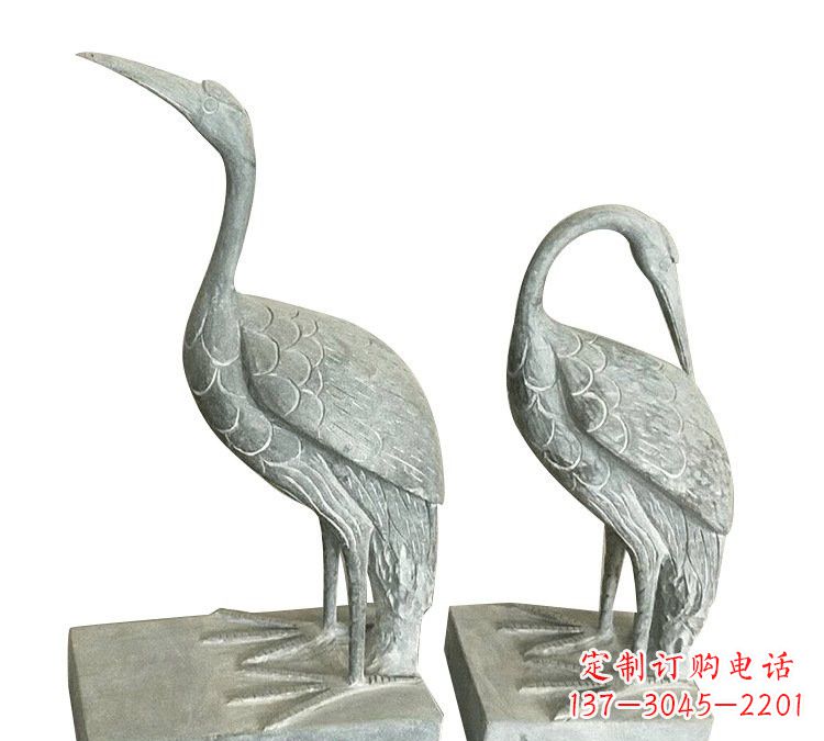 常州完美纯手工雕刻青石仿古丹顶鹤石雕