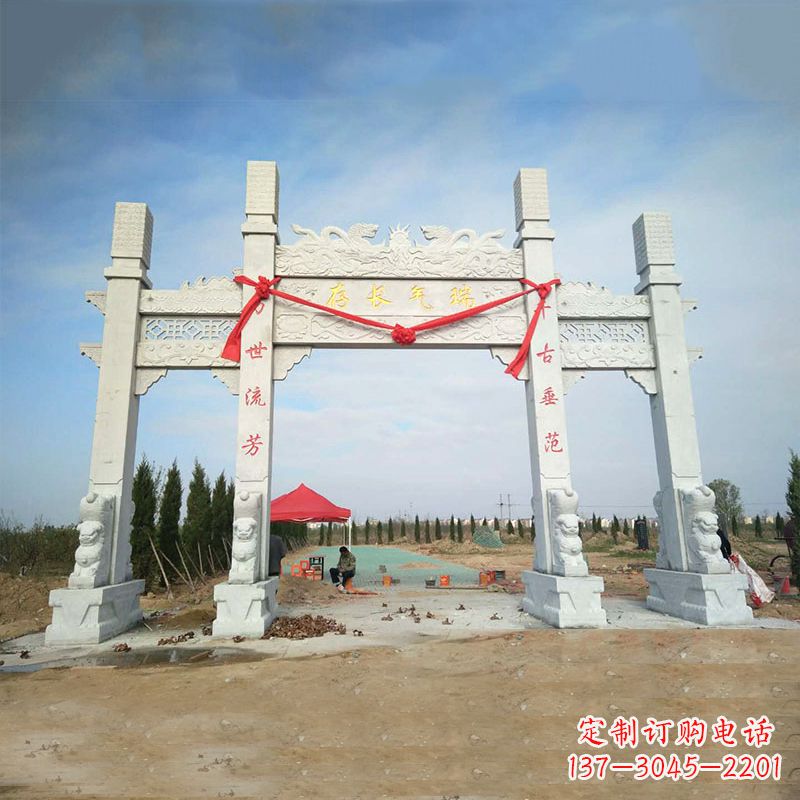 常州中领雕塑专业定制公园三间四柱牌坊雕塑