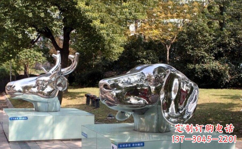 常州不锈钢十二生肖头像雕塑