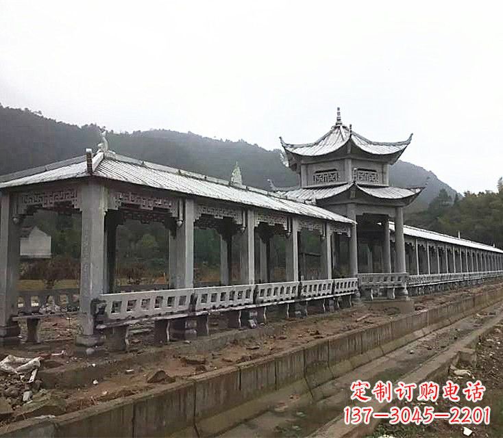 常州中领雕塑定制精美的公园石雕亭子长廊