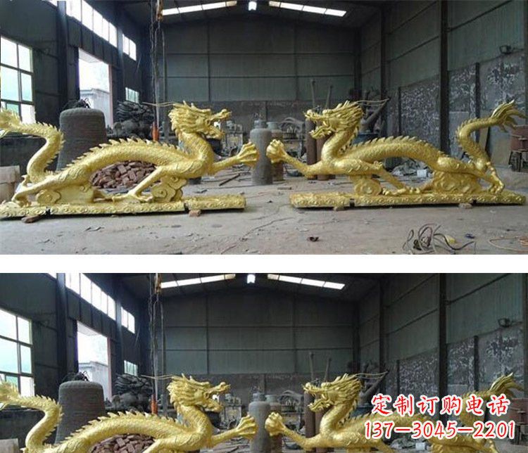 常州古典传统双龙戏珠铜雕塑