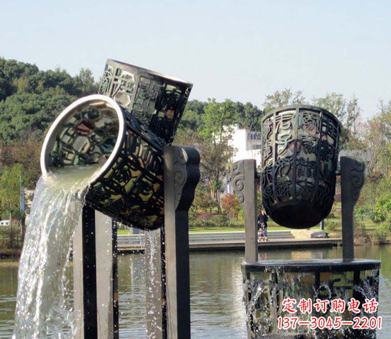 常州公园水缸喷泉铜雕