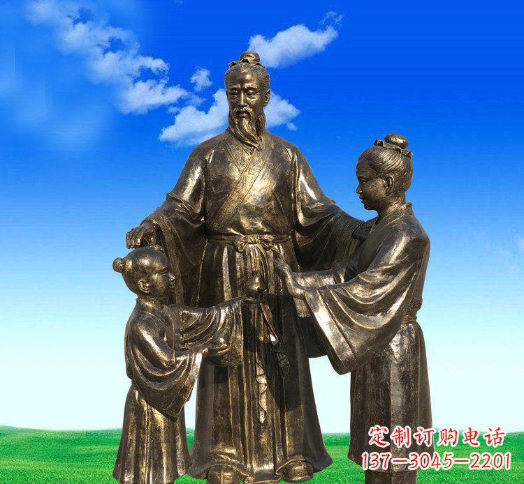 常州公园铜雕孔融让梨人物雕塑
