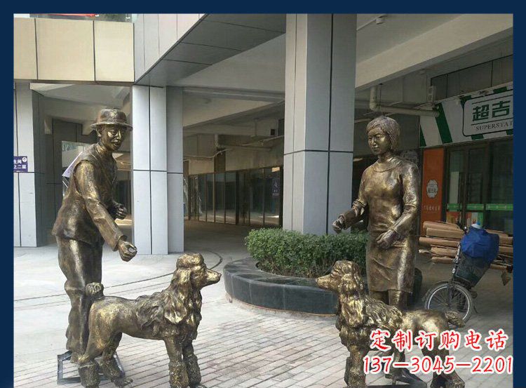 常州精美铜雕牧羊犬人物雕塑
