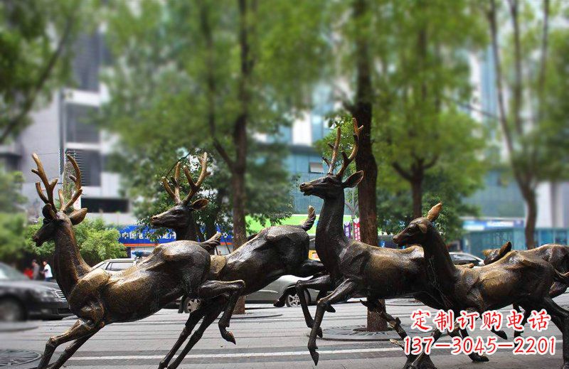 常州艺术精美的铜雕群鹿动物雕塑