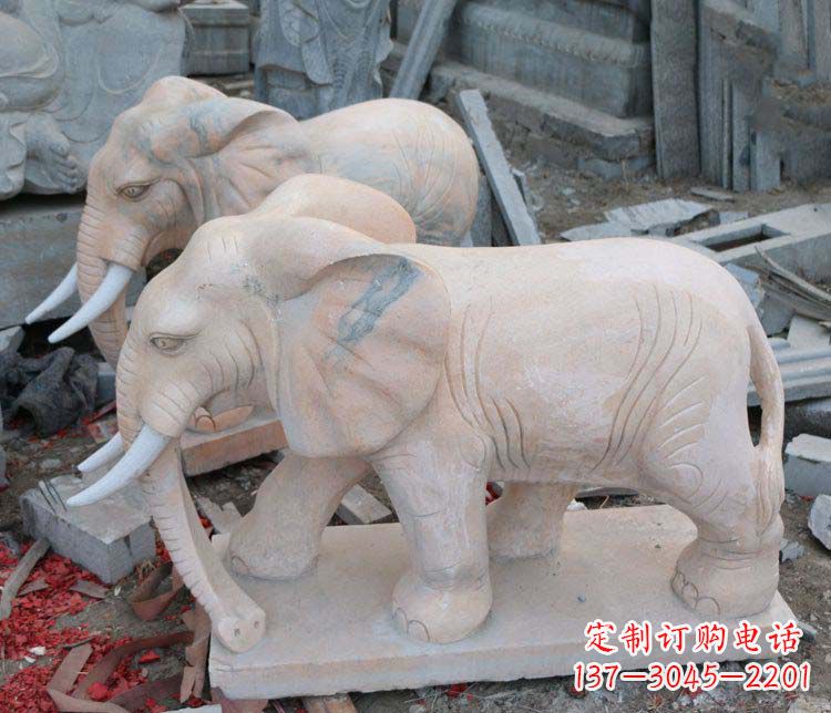常州雕刻出令人感动的那头大象定制公园晚霞红大象动物石雕
