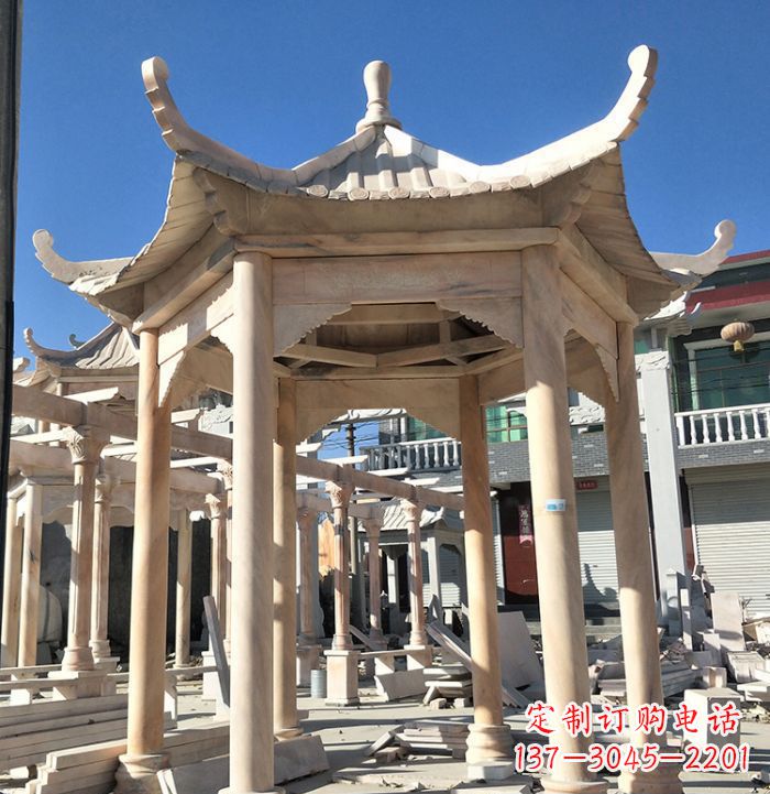 常州公园晚霞红凉亭雕塑