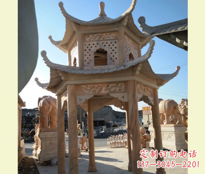 常州中式双层石雕凉亭