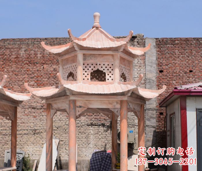常州中领雕塑精致双层石头凉亭雕塑