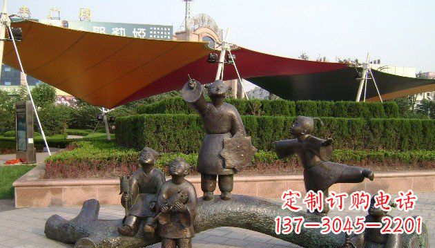 常州装饰性的小孩放风筝铜雕