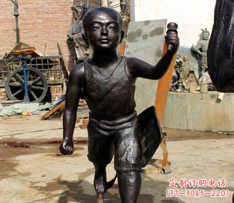 常州公园小孩小品铜雕 (2)