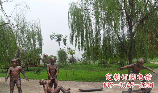 常州公园小孩游戏人物铜雕