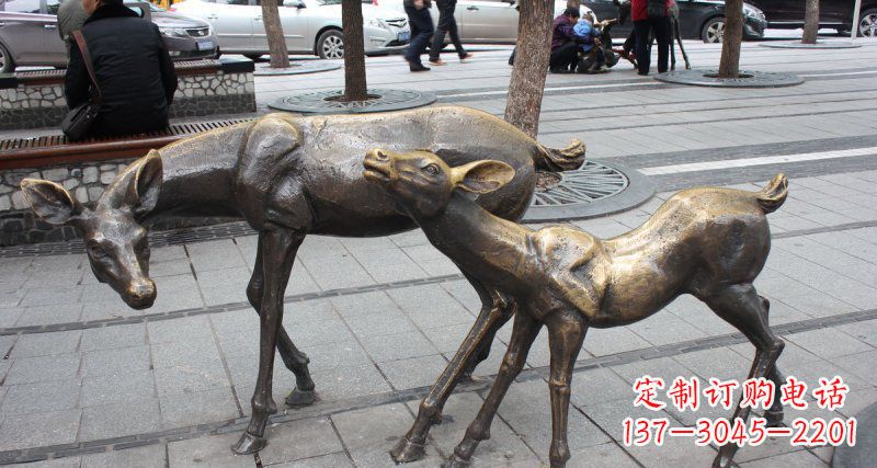 常州公园小鹿动物铜雕 (2)