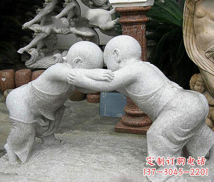 常州可爱小孩摔跤石雕
