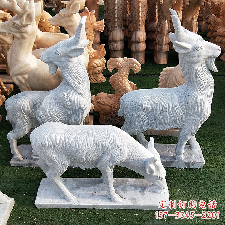 常州公园园林草坪动物羊汉白玉石雕