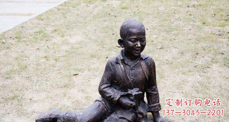 常州公园坐在地上的小孩景观铜雕