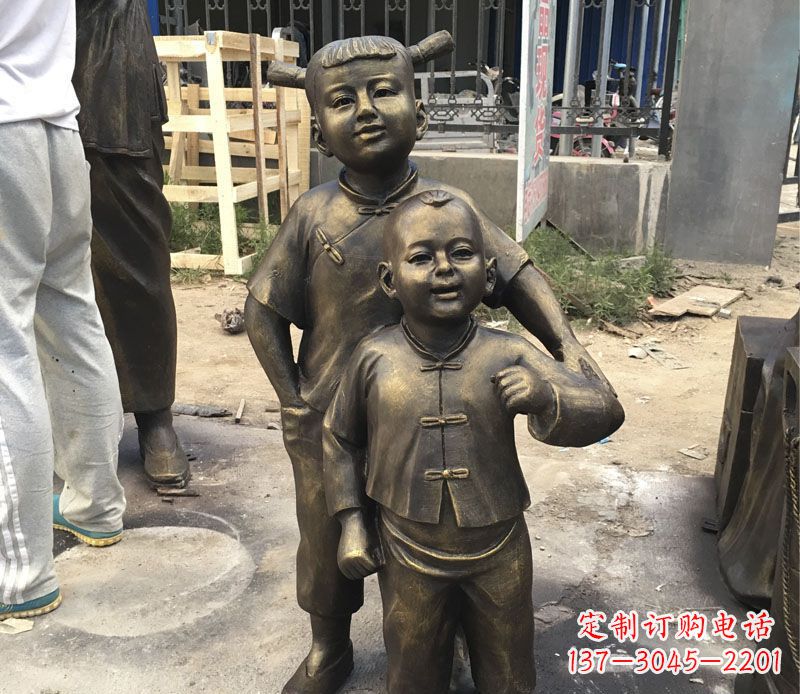 常州古代儿童铜雕
