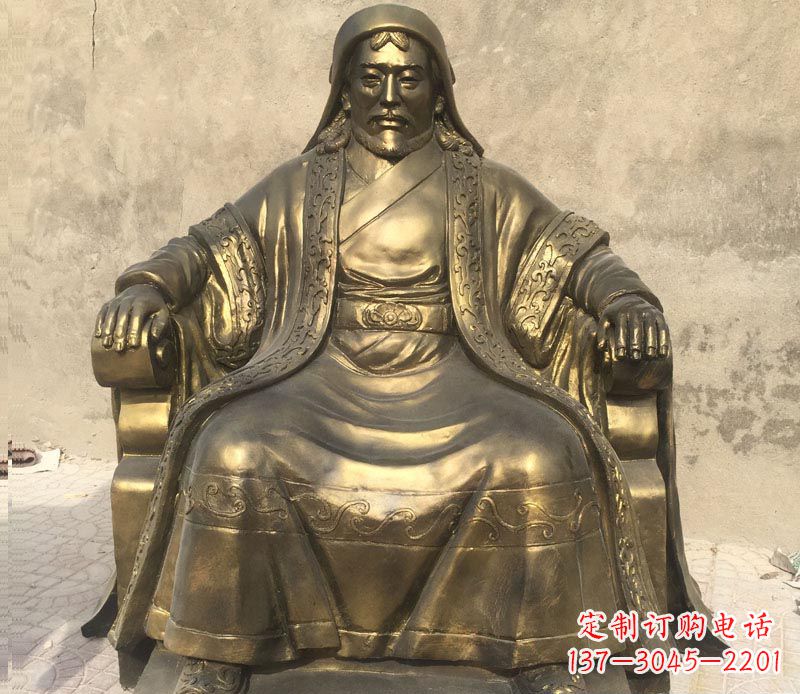 常州古代名人成吉思汗铜雕