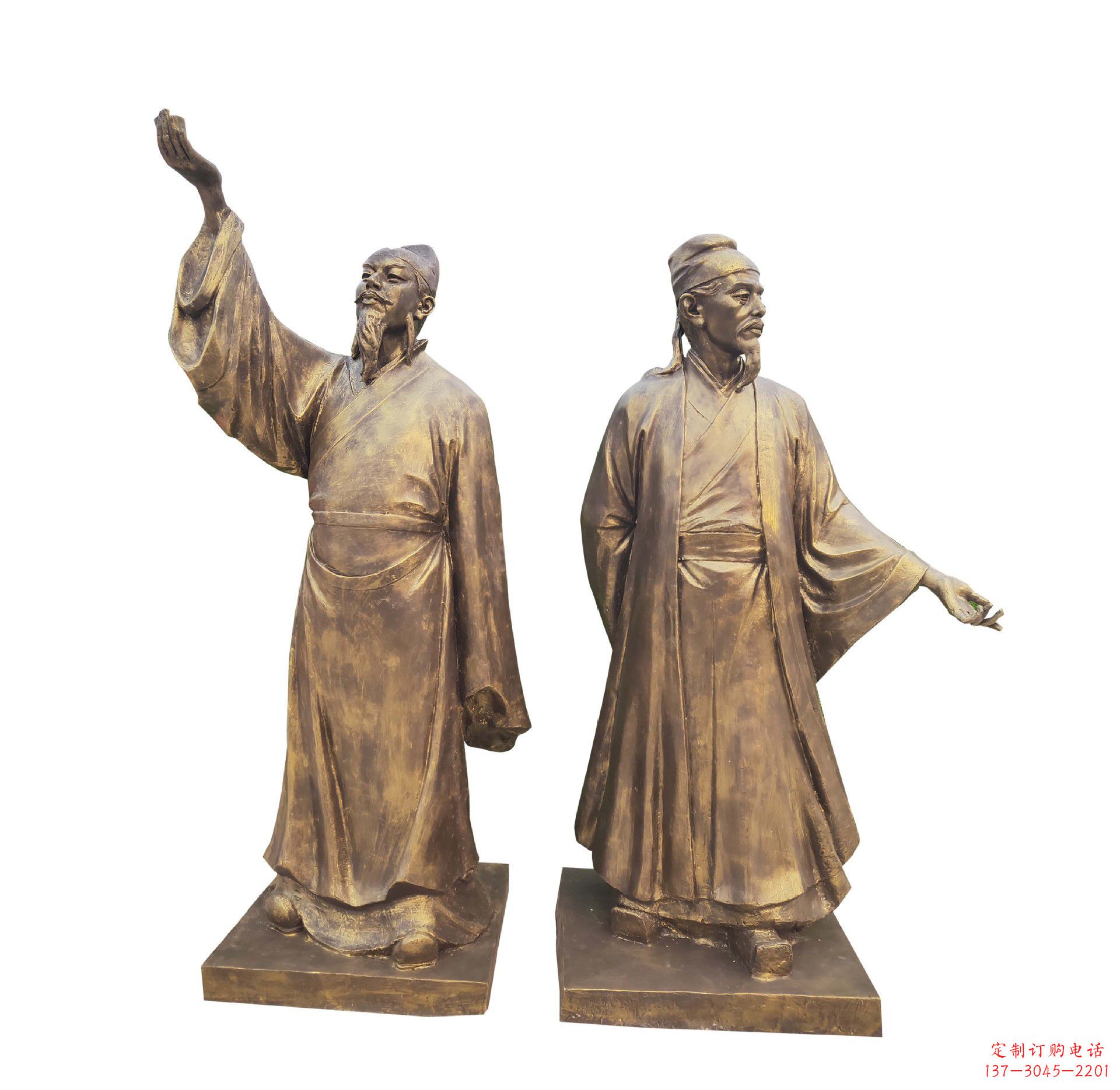常州古代名人李白杜甫铜雕