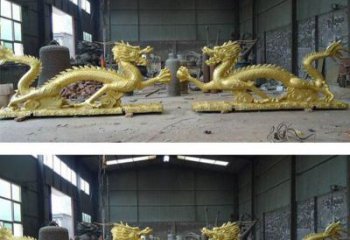 常州古典传统双龙戏珠铜雕塑