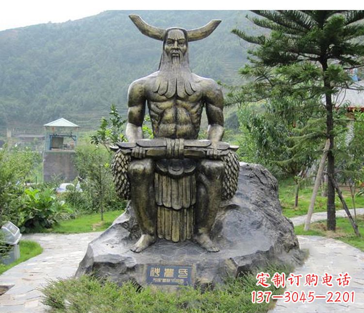 常州古代神话人物伏羲铜雕