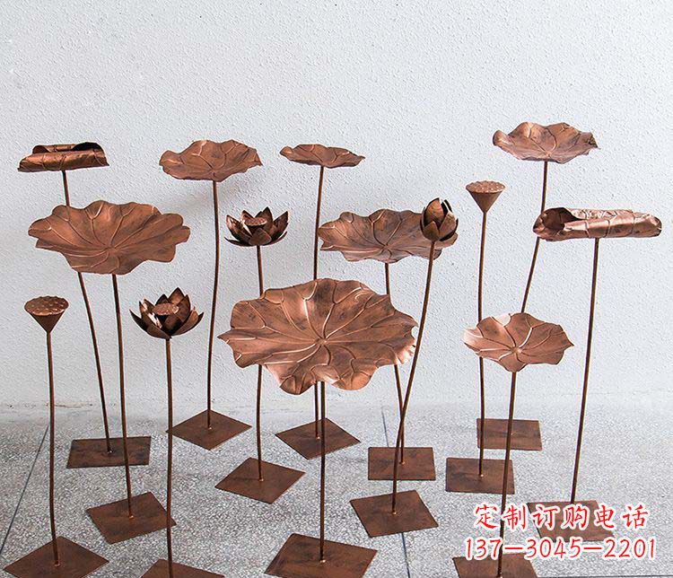 常州精美古铜色荷花不锈钢雕塑