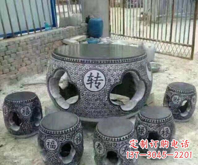常州风格独特的鼓式仿古石桌凳石雕