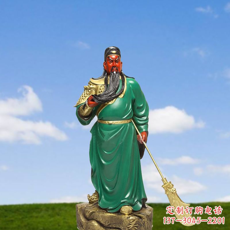 常州精美彩绘关公雕塑