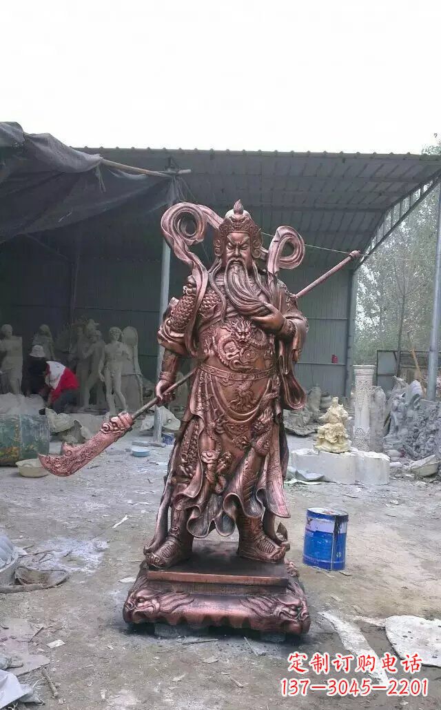 常州关公红铜人物铜雕