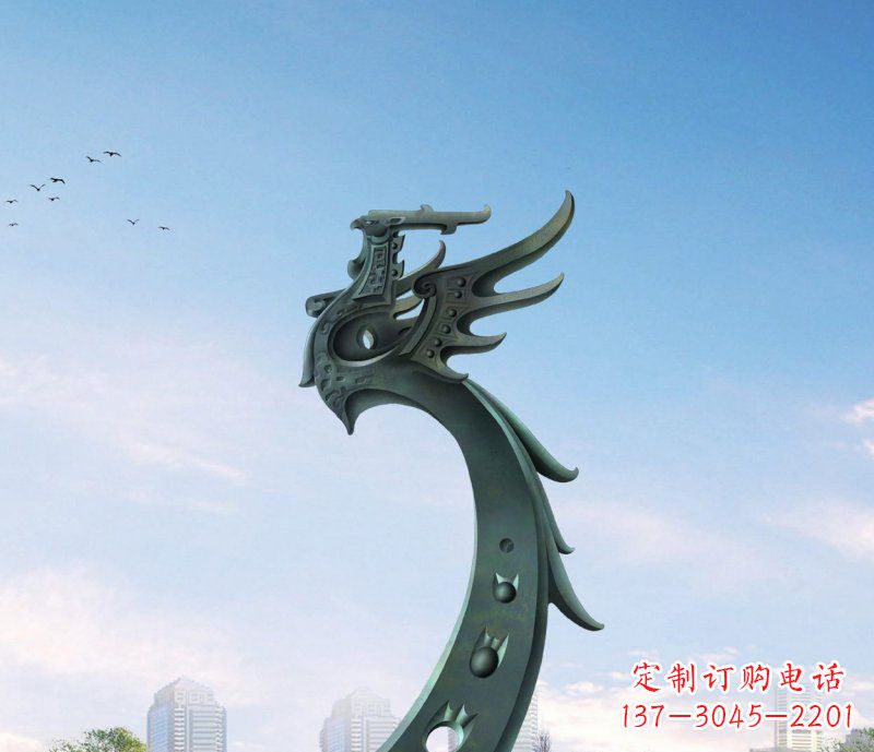 常州广场不锈钢抽象凤凰雕塑 (6)