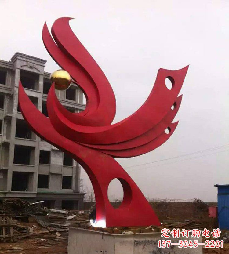 常州广场不锈钢抽象凤凰雕塑_1