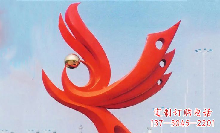 常州新中领雕塑-不锈钢抽象凤凰雕塑