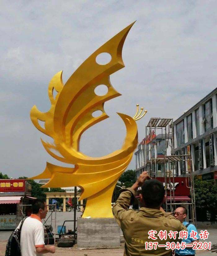 常州广场不锈钢抽象凤凰雕塑1