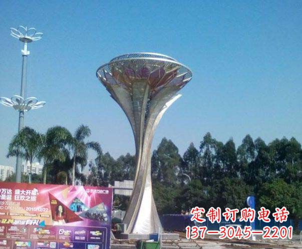 常州广场不锈钢抽象莲花雕塑