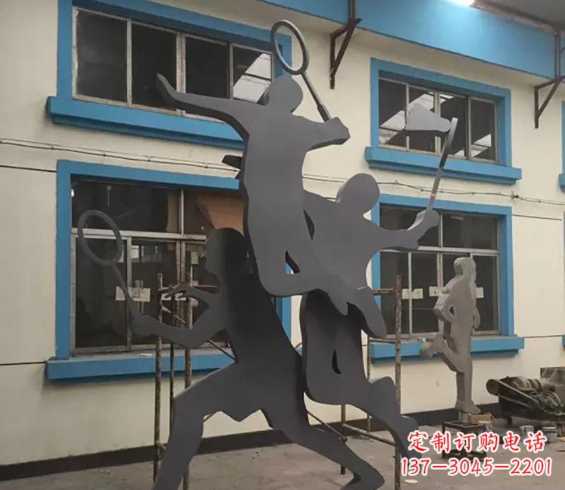 常州广场不锈钢打羽毛球雕塑