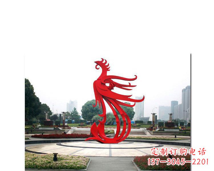 常州广场不锈钢飞翔的凤凰雕塑