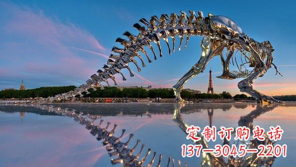常州魅力无穷的不锈钢恐龙骨架雕塑
