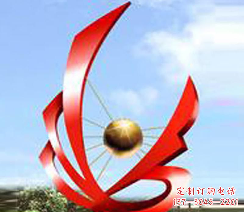 常州让风带来梦想——中领雕塑飘带球网景观雕塑